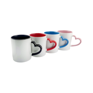 Inner Rim Color Mug With Heart Handle