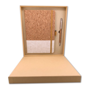 Eco A5 Cork Fabric Hard Cover Notebook and Pen Gift Set GK05